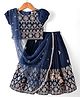 Babyhug Woven Short Puffed Sleeves Floral Embroidered Choli With Lehenga & Dupatta Set - Teal Blue