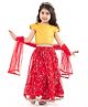 Babyhug Woven Half Sleeves Floral Net Sequin Embroidered Choli Lehenga & Dupatta Set with Tassle Detailing - Yellow & Red