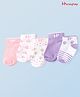 Honeyhap Premium Cotton Bamboo Spandex With Bio Finish Solid & Floral Printed Socks Pack of 5 - Lavender Bright White Gosammer Pink
