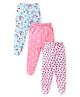 Babyhug Interlock Cotton Knit Bootie Leggings with Floral Print Pack of 3 - Pink & Aqua Blue