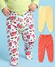 Babyhug Cotton Knit Interlock Bootie Leggings with Floral & Polka Dots Print Pack of 3 - White Yellow & Red