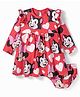 Babyhug Disney Single Jersey Knit Full Sleeves Frock With Minnie Mouse Graphics & Bloomer - Red