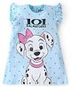 Babyhug Disney Single Jersey Knit Frill Sleeves Nighty With 101 Dalmatians Print - Sky Blue