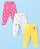 Babyhug Interlock Cotton Knit Bootie Leggings Floral Print Pack of 3 - Pink Yellow & White