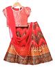 Babyhug Woven Half Sleeves Brocade  Choli Lehenga & Dupatta Set - Orange