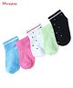 Honeyhap Premium Cotton Bamboo Spandex With Bio Finish Socks Pack of 5 - Black White Green Glow Sachet Pink & Baltic Sea