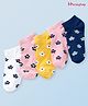 Honeyhap Premium Cotton Bamboo Spandex With Bio Finish Socks With Floral Print Pack of 5 - Limoges Bright White Snapdragon & Gosammer Pink