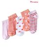 Honeyhap Premium Cotton Bamboo Spandex   With Bio Finish Striped & Designed Socks Pack of 5 - Peach Nectar Bright White & Pink Salt