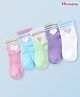 Honeyhap Premium Cotton Bamboo Spandex With Bio Finish Socks With Heart Design Pack of 5 - Pink Slat Bright White Blue Elixir Green Glow & Lavender