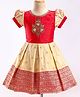 Enfance Puff Sleeves Beads Embroidered Pattu Pavadai Dress - Fawn