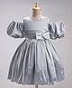 Enfance Cold Shoulder Bow Applique & Beads Embellished Dress - Grey
