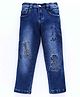 Enfance Guitar Embroidered Mild Washed Jeans  - Dark Blue