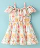 Enfance Cold Shoulder Floral Printed Dress - Pink