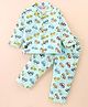 Enfance Core Cotton Woven Full Sleeves Car Printed Coordinating Night Suit Set - Sea Green