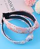 Pine Kids Hair Bands Knot Design with Floral Print Free Size Pack of 2 - Blue & Pink