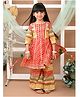 LIL PITAARA Pure Cotton Three Fourth Sleeves Floral Printed & Gota Lace Embellished Kurta & Coordinating Palazzo Set - Red