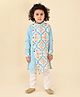LIL PITAARA Pure Cotton Full Sleeves Floral Printed Kurta & Pyjama Set - Blue