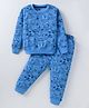 Evimo Single Jersey Knit Full Sleeves Car Printed Sweatshirt & Joggers Set - Blue