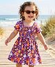 Babyhug 100% Cotton Knit Frill Sleeves Smock Detailing Frock with Floral Print - White