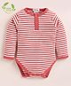 Cot & Candy Organic Cotton Full Sleeves Striped Onesie - Berry Red