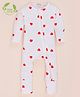 Cot & Candy Organic Cotton Full Sleeves Hearts Printed Romper - White