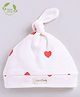 Cot & Candy Organic Cotton Hearts Printed Beanie Cap - White