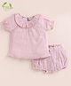 Cot & Candy Organic Cotton Half Puffed Sleeves Solid Top & Coordinating Shorts - Pink