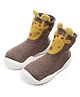 MOMISY Giraffe Face Detailed Soled Shoe Socks - Brown
