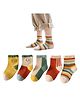 MOMISY Cotton Blend Pair Of 5 Striped & Colour Blocked Tube Socks - Multi Color