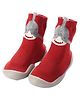 MOMISY Shark Face Detailed Anti Skid Soled Shoe Socks -Red