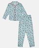 Kiddopanti Cotton Knit Candy Printed Coordinating Night Suit Set - Aqua Blue
