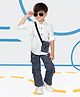 MASHUP Cotton Linen Full Sleeves Pocket Detailed Shirt Pant & Stretchable Bag Set - White
