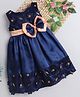 Many frocks & Sleeveless Bow & Floral Applique Detailed Gown - Blue
