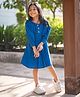 Peekaaboo Kids Pure Cotton Solid Dress With Pintuck Detailing - Blue