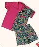 Peekaaboo Cotton Half Sleeves Floral Printed Shirt With Coordinating Shorts Set - Pink