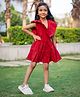 Peekaaboo Cotton Sleeveless Solid Tiered Dress - Maroon