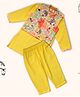 Peekaaboo Cotton Full Sleeves Solid Coordinating Kurta & Pyjama With Floral Printed Jacket - Yellow