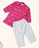 Peekaaboo Cotton Full Sleeves Floral Motif Printed Kurta With Solid Pyjama Set - Pink