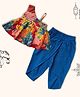 Peekaaboo Kids Pure Cotton Sleeveless Floral Printed Kurta & Dhoti Set - Blue