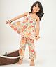 Peekaaboo Kids 100% Cotton Sleeveless Floral Printed Coordinating Top & Pant Set - Off White