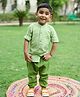 Peekaaboo Kids Pure Cotton Abstract Printed Full Sleeves Shirt With Solid Miyani Pant Set - Green