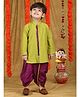Polka Tots Cotton Full Sleeves Gota Lace Detailed Kurta With Dhoti - Light Green