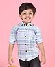 Polka Tots Cotton Full Sleeves Checked Shirt - Blue