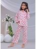 misbis Cotton Knit Full Sleeves Rabbits Printed Night Suit - Pink