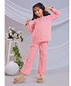 misbis Cotton Knit Full Sleeves Floral Motif Printed Night Suit - Pink