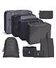House of Quirk Polyester 9Pcs Set Travel Organizer Packing Cubes Lightweight Travel Luggage Organizers With Laundry Bag Or Toiletry Bag-Black