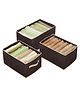 House Of Quirk Non-Woven Set Of 3 Wardrobe Clothes Organizer For Folded Clothes With Handle Closet Drawer Organizers For Jeans Pants T-Shirt Sweater Kids-6+7+9 Grids Brown