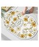 House of Quirk Oval Absorbent Quick Dry Bath Mat, Upgrade Your Bathroom with Thin Bathroom Rugs Fit Under Door - Non Slip, Flat, Fast Drying, Washable (White/Yellow Flower)