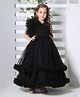 Ministitch Net Sleeveless Zariwork Embellished Double Layered Gown - Black