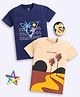 TOONYPORT Cotton Pack Of 2 Half Sleeves Nature Theme Printed Tees - Blue & Beige
